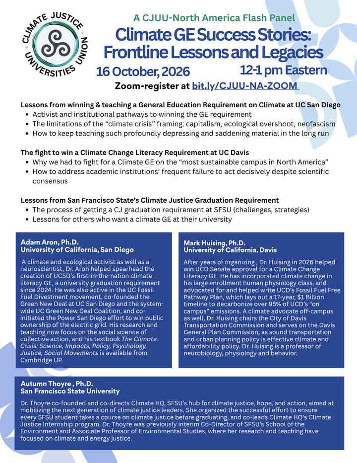 Climate GE Success Stories: this coming Friday, Oct 16 at 12 pm Eastern Time!
